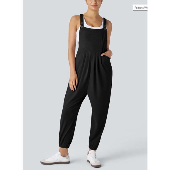 Halara Medium Adjustable Strap Multiple Pocket Waffle Casual Jogger Overalls, M - Picture 1 of 13